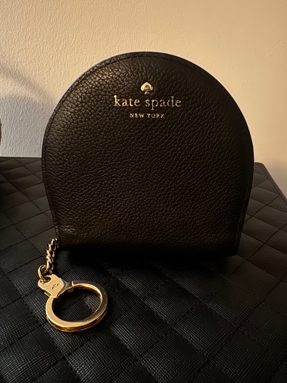 Kate Spade New York Half-Moon Pebbled Leather Keychain Wallet/Coin Purse